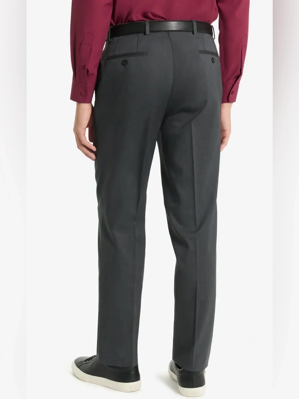 Chaps Mens Dress Pants 38x32 Charcoal Regular Fit Flat Front Stretch Waist